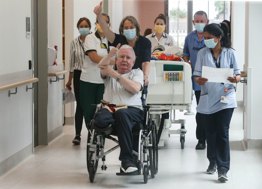 Patients and Staff celebrate moving into the new NRH