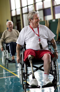 Participating in activities at the NRH gym.